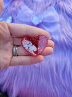 Glitter Heart Shaker Brooch | Shaker Hair Clip | Valentines Heart Brooch | Heart Clip | Glitter Valentines Brooch | Valentines Clip | Lovecore Brooch | Lovecore Clip | Sweet Lolita Brooch | Sweet Lolita Clip