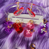 Glitter Heart Hoop Earrings | Valentines Heart Earrings | Glitter Valentines Earrings | Lovecore Earrings | Sweet Lolita Earrings