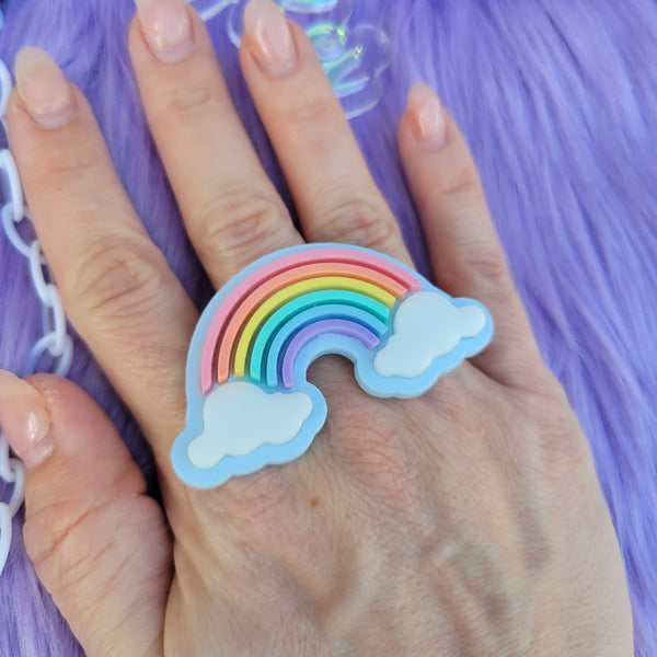 Pastel Rainbow Ring | Rainbow Statement Ring | Fairy Kei Ring | Sweet Lolita Ring