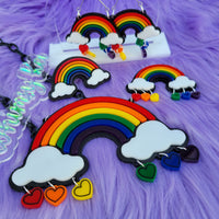 Bright Rainbow Earrings | Rainbow Statement Earrings | Decora Kei Earrings | Elegant  Lolita Earrings