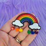 Bright Rainbow Hair Clip | Rainbow Brooch | Decora Kei Hair Clip | Elegant Lolita Brooch