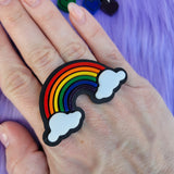 Bright Rainbow Ring | Rainbow Statement Ring | Decora Kei Ring | Elegant Lolita Ring