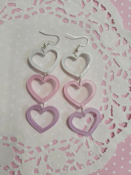 Larme Kei Earrings | Valentines Heart Earrings | Valentines Earrings | Lovecore Earrings | Pastel Hearts | Heart Dangling Earrings