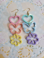Pastel Spring Earrings | Pastel Heart Earrings | Butterfly Earrings | Pastel Earrings | Fairy Kei Earrings | Flower Earrings