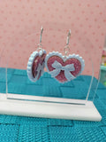 Blue and Pink Scallop Heart Earrings | Pastel Glittery Earrings | Sweet Lolita Earrings | Larme Kei Earrings | Gyaru Earrings