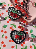 Black Gingham Necklace | Sweet Cherry Necklace | Red Cherry | Summer Necklace | Classic Lolita Necklace