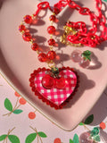 Red Gingham Necklace | Sweet Cherry Necklace | Red Cherry | Summer Necklace | Classic Lolita Necklace