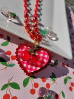 Red Gingham Necklace | Sweet Cherry Necklace | Red Cherry | Summer Necklace | Classic Lolita Necklace