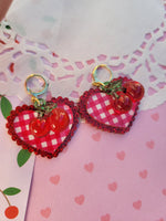 Red Gingham Earrings | Sweet Cherry Earrings | Red Cherry | Summer Earrings | Classic Lolita Earrings