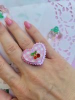 Red Gingham Ring | Sweet Cherry Ring | Red Cherry | Summer Ring | Classic Lolita Ring