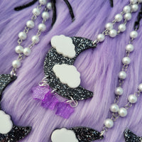 Black Moon Necklace | Gothic Lolita Necklace | Glitter Moon | Halloween Necklace | Goth Necklace
