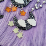Black Moon Necklace | Gothic Lolita Necklace | Glitter Moon | Halloween Necklace | Goth Necklace