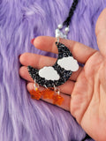 Black Moon Necklace | Gothic Lolita Necklace | Glitter Moon | Halloween Necklace | Goth Necklace