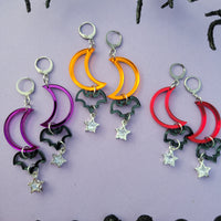 Gothic Halloween Shape Earrings | Halloween Earrings | Moon Earrings | Bat Earrings | Elegant Halloween |
