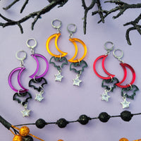 Gothic Halloween Shape Earrings | Halloween Earrings | Moon Earrings | Bat Earrings | Elegant Halloween |