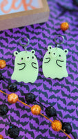 Kawaii Ghost Bear Earrings | Glow in the Dark Earrings | Halloween Earrings | Ghost Earrings