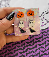 Halloween Studs | Jack-o-Lantern Stud | Trio Stud Earrings | Halloween Trio | Ghost Studs | Bat Studs | Bat Earrings | Ghost Earrings
