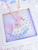 Merry Horse Necklace | Rocking Horse | Toy Necklace | Pastel Horse | Sweet Lolita Necklace | Pastel Christmas Necklace