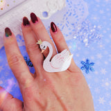 Pastel Swan Ring | Swan Princess Princess | Sweet Lolita Ring | Pastel Christmas Ring