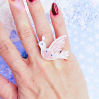 Dove Ring | Pastel Dove | Sweet Lolita Ring | Pastel Christmas Ring