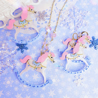 Merry Horse Necklace | Rocking Horse | Toy Necklace | Pastel Horse | Sweet Lolita Necklace | Pastel Christmas Necklace