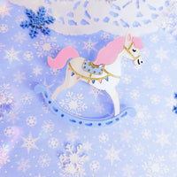 Merry Horse Brooch | Rocking Horse | Toy Brooch | Pastel Horse | Sweet Lolita Brooch | Pastel Christmas Brooch