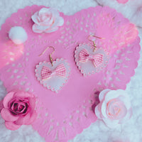 White Heart Earrings | Valentine's Day Earrings | Valentines Heart | Valentines Earrings | Scallop Earrings