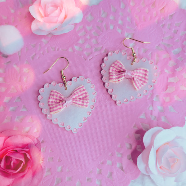 White Heart Earrings, Valentine's Day Earrings, Valentines Heart