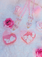 Small Glitter Heart Shaker Necklace | Valentines Heart Necklace | Glitter Valentines Necklace | Lovecore Necklace | Sweet Lolita Necklace