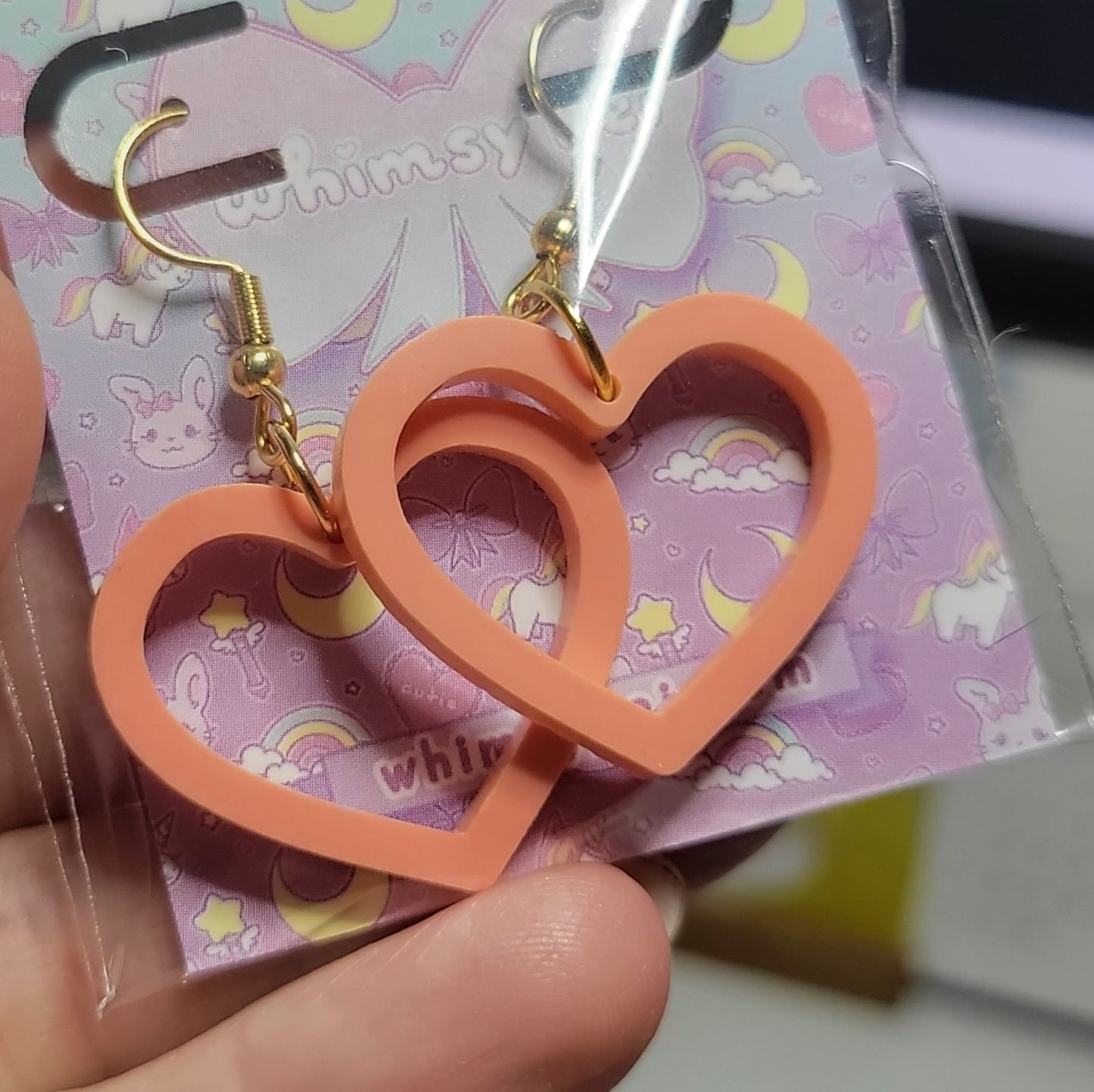 Pastel Heart Earrings | Soft Heart | Dangling Heart | Magical Heart