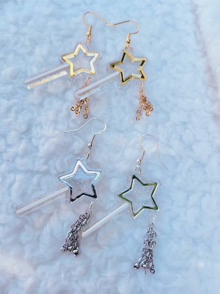 Magic Wand Earrings | Magical Girl Earrings | Sparkly Wand | Mahou Kei Earrings