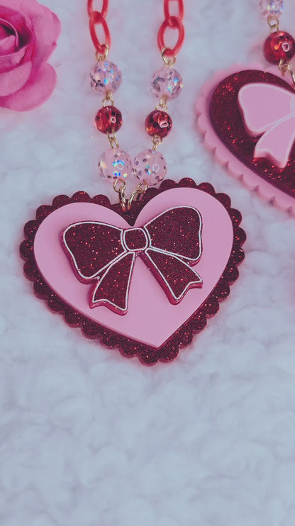 Lovecore Heart Necklace | Valentine's Necklace | Sweet Lolita Necklace | Pink and Red Necklace