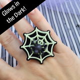 Glow in the Dark Spiderweb Ring | Large Web Ring | Halloween Ring | Spider Ring | Gothic Lolita Ring