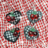 Black Gingham Earrings | Sweet Cherry Earrings | Red Cherry | Summer Earrings | Classic Lolita Earrings