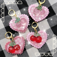 Pink Gingham Earrings | Sweet Cherry Earrings | Pink Cherry | Summer Earrings | Classic Lolita Earrings
