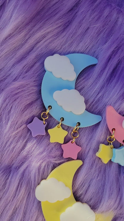 Dreamy Moon Hair Clip | Pastel Moon Clip | Dreamy Sky Hair | Sky Clip | Fairy Kei Hair Clip | Decora Kei Clip | Sweet Lolita Hair